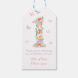 Hübsche Pastel Floral Butterfly 1. Geburtstag Part Geschenkanhänger