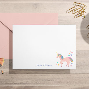 Hübsche Pastel Rainbow Unicorn Kinder Persönliche  Dankeskarte