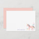 Hübsche Pastel Rainbow Unicorn Kinder Persönliche  Dankeskarte (Vorne/Hinten)