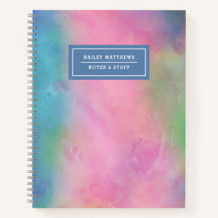 Hübsche Pastel Regenbogen Krawatte Farbe Wasserfa Notizbuch