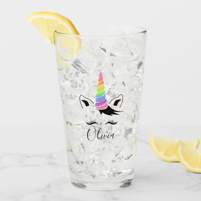Hübsche Pastel Unicorn Glas (Vorderseite Ice)