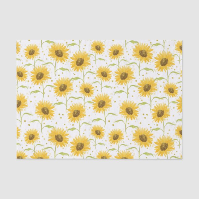 HÜBSCHE PASTEL WATERCOLOR GELBE SONNENBLUMEN SEIDENPAPIER (Vorderseite)