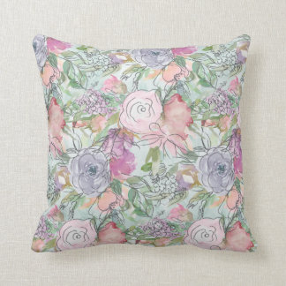 Hübsche Pastel Watercolor Lineart Blume Kissen
