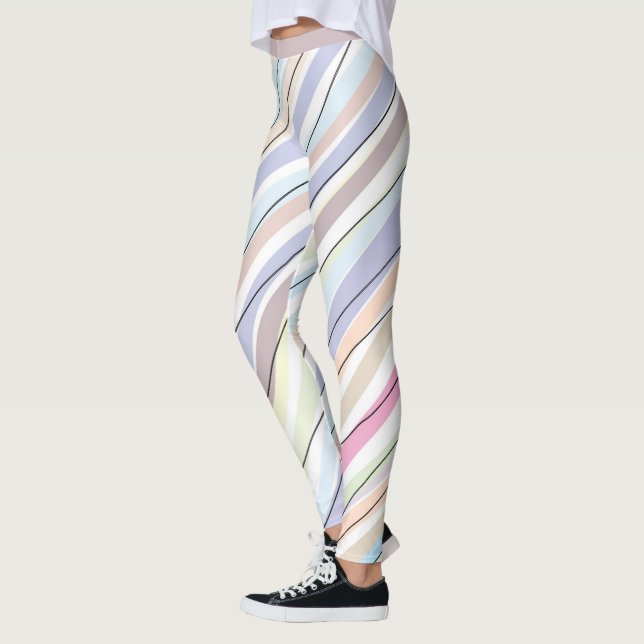 Hübsche Pastell-Abstrakte Streifengestaltung Leggings (Links)