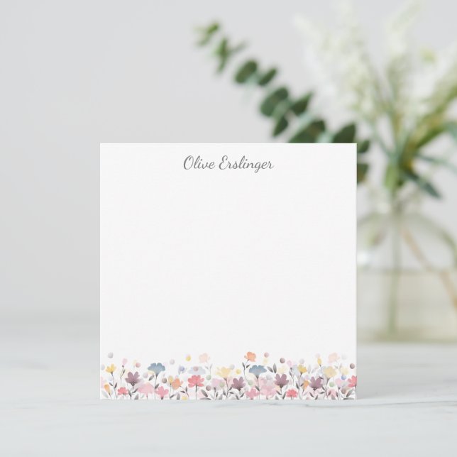 Hübsche Pastell Aquarellfarben - Blume - Grenze Mitteilungskarte (Stehend Vorderseite)