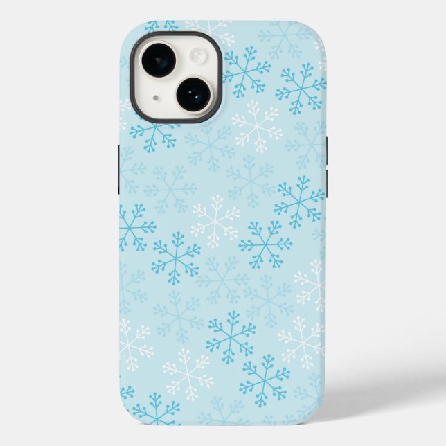 Hübsche Pastell Blue Snowflakes Handy Case (Rückseite)