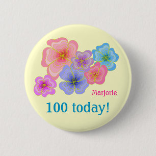 Hübsche Pastell-Blume 100. Geburtstag Button