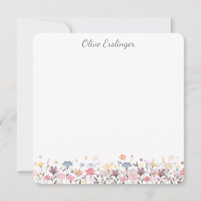 Hübsche Pastell-Blume Personalisiert Mitteilungskarte (Vorderseite)