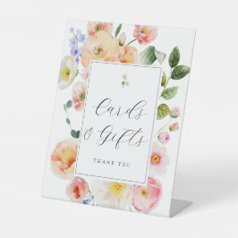 Hübsche Pastell-Blumenkarten und Geschenke Sockelschild