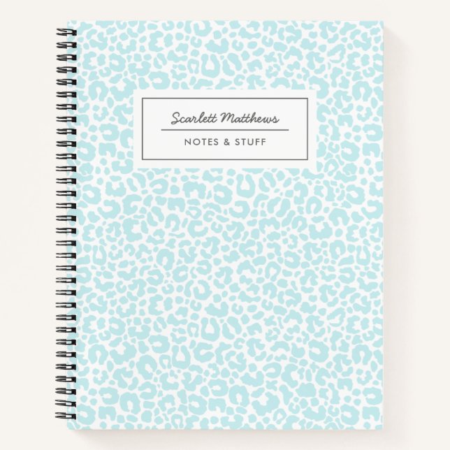 Hübsche Pastell Leopard Druckmuster Blau Notizbuch (Vorderseite)