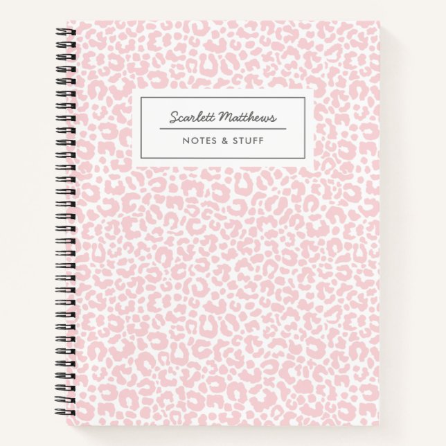 Hübsche Pastell Leopard Druckmuster Rosa Notizbuch (Vorderseite)