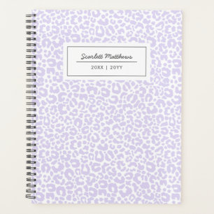 Hübsche Pastell Leopard Muster Druckname Lila Planer