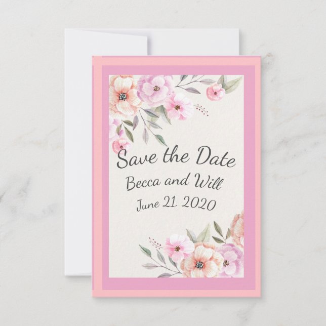 Hübsche Pastell-Petalen Save The Date (Vorderseite)