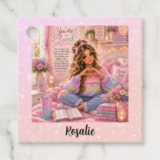 Hübsche Pastell-Pink-Regenbogen-Christen-Mädchen-B Geschenkanhänger