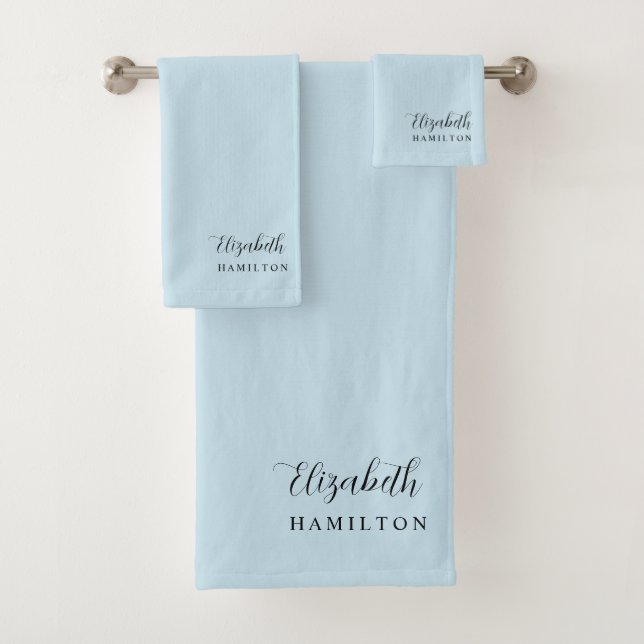 Hübsche Pastellblauer Personalisierter Badebeutel Badhandtuch Set (Insitu)