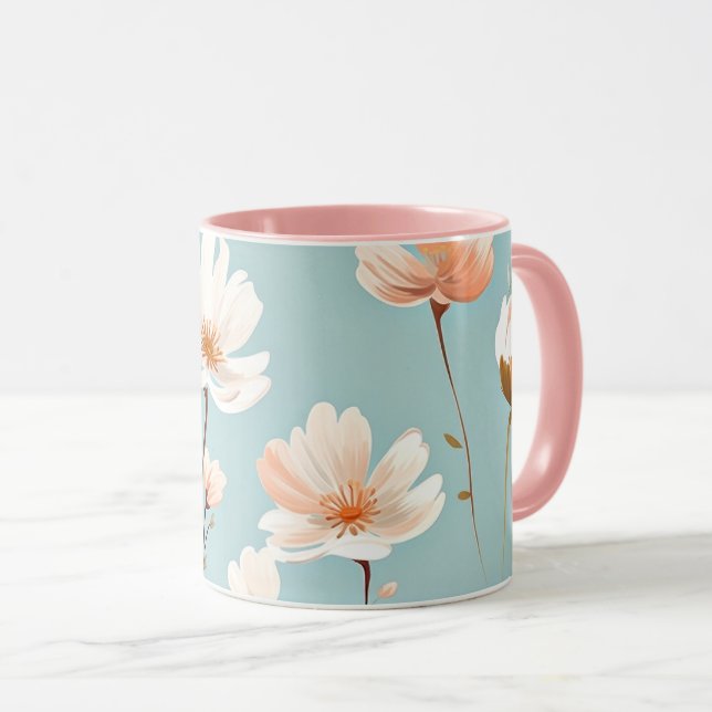 Hübsche Pastellblumenmuster, AI generiert, Tasse (VorderseiteRechts)