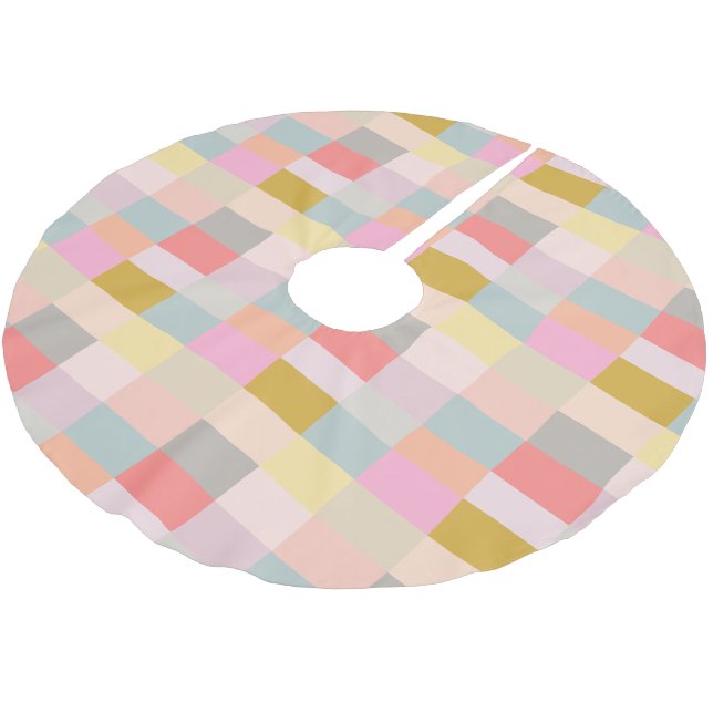 Hübsche Pastelle Einfaches geometrisches Muster Ni Polyester Weihnachtsbaumdecke (Schrägansicht)