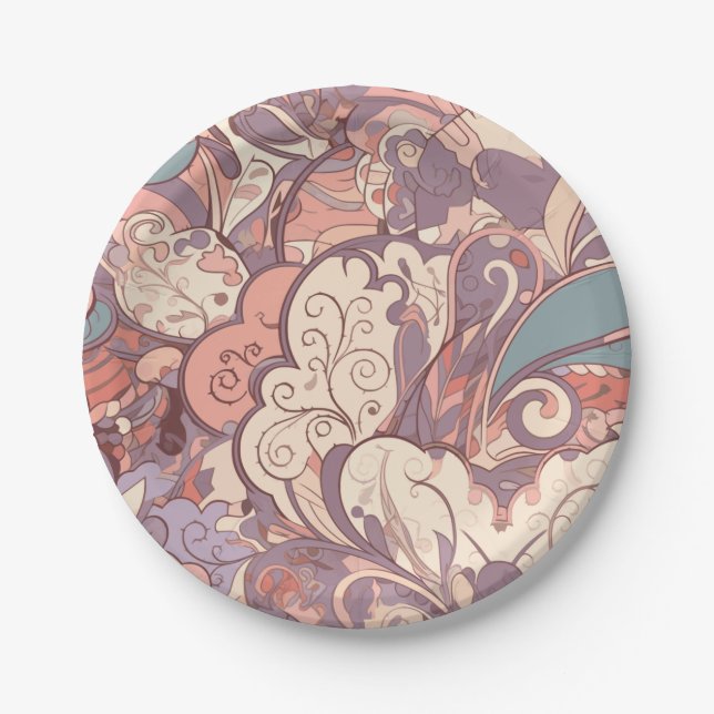 Hübsche Pastellfarben Pappteller (Vorderseite)