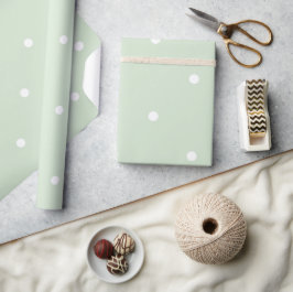 Hübsche Pastellfarben Polka dots l Green white Geschenkpapier