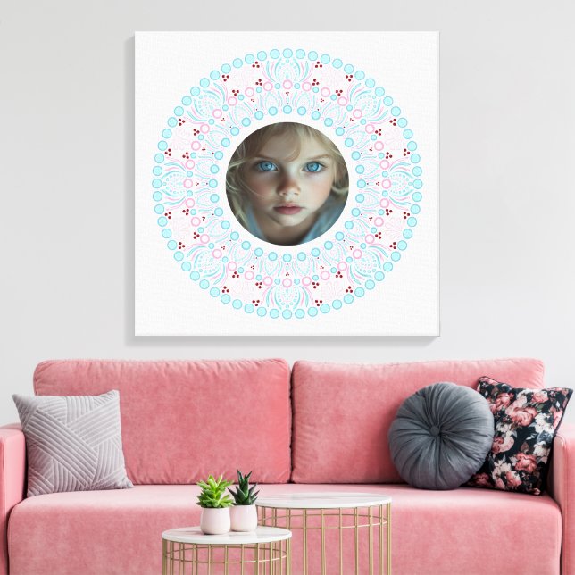 Hübsche Pastellfarben Rosa und Blau Mandala-Rahmen Leinwanddruck (Insitu (Wohnzimmer))