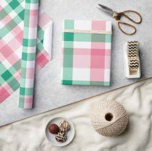 Hübsche Pastellfarben und grün Kariert Geschenkpapier