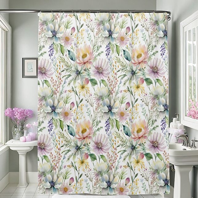 Hübsche pastellfarbene Blumenmuster Duschvorhang (Von Creator hochgeladen)