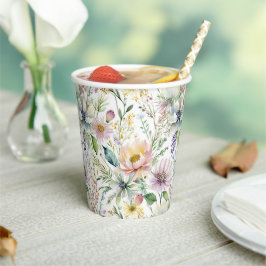 Hübsche pastellfarbene Blumenmuster Pappbecher