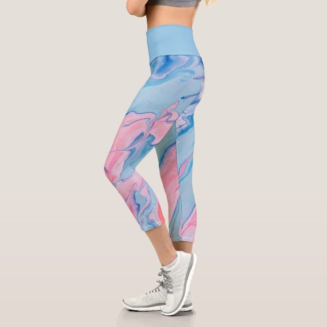 Hübsche pastellfarbene Farbe Capri Leggings (Links)