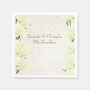 Hübsche Pastellgelbe Blütenhochzeit Serviette