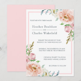 Hübsche Pastellpink-Hochzeit Einladung