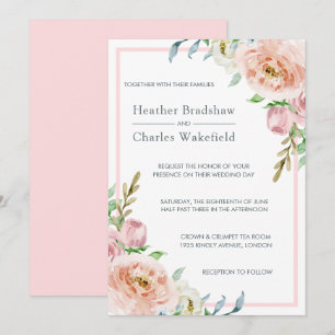 Hübsche Pastellpink-Hochzeit Einladung