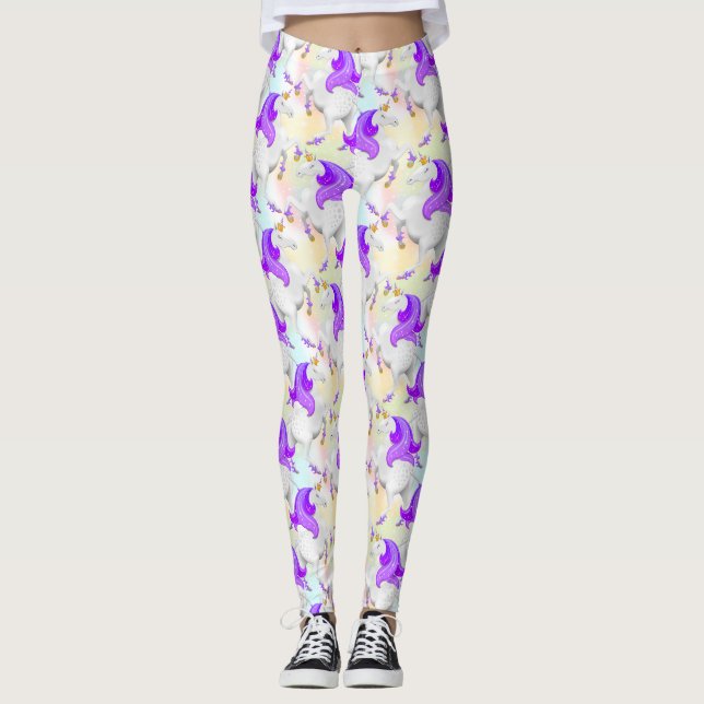Hübsche PastelPrinzessin Einhorn mit goldenen Schu Leggings (Vorderseite)