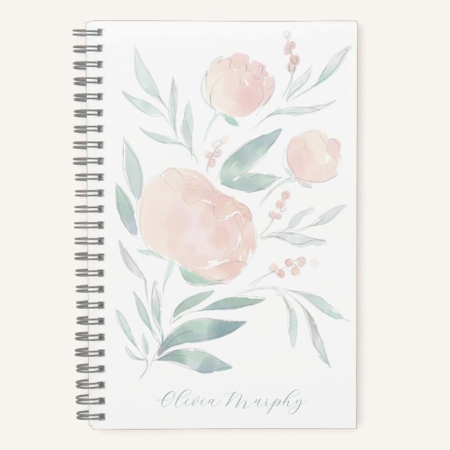 Hübsche Peelingblüte personalisiert Notizbuch (Vorderseite)
