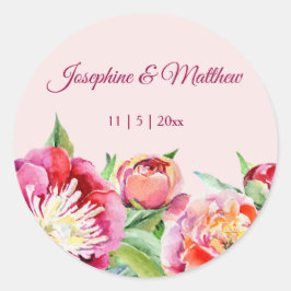Hübsche Peonies Aquarellfarben Blumenkleber Runder Aufkleber