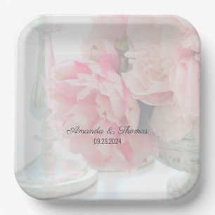 Hübsche Peony Wedding Pappteller