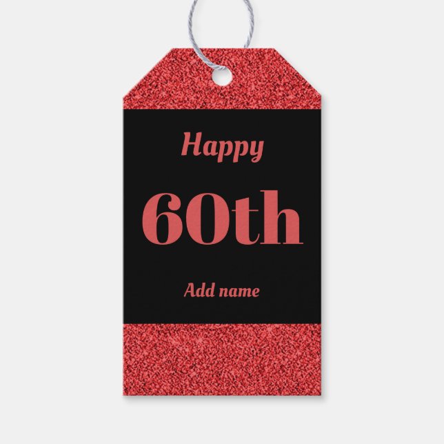 hübsche personalisierte Geburtstagsgeschenke 60. Geschenkanhänger (Vorderseite)