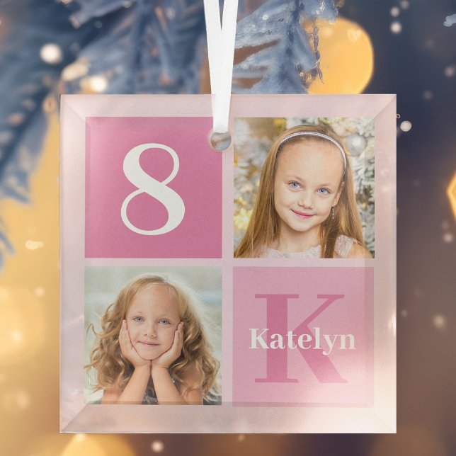 Hübsche Personalisierte Girls FotoCollage Weihnach Ornament Aus Glas (Von Creator hochgeladen)