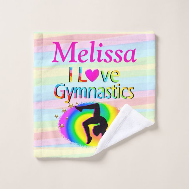 HÜBSCHE PERSONALISIERTE I LIEBE GYMNASTICS WASCHLO WASCHLAPPEN (Waschlappen)