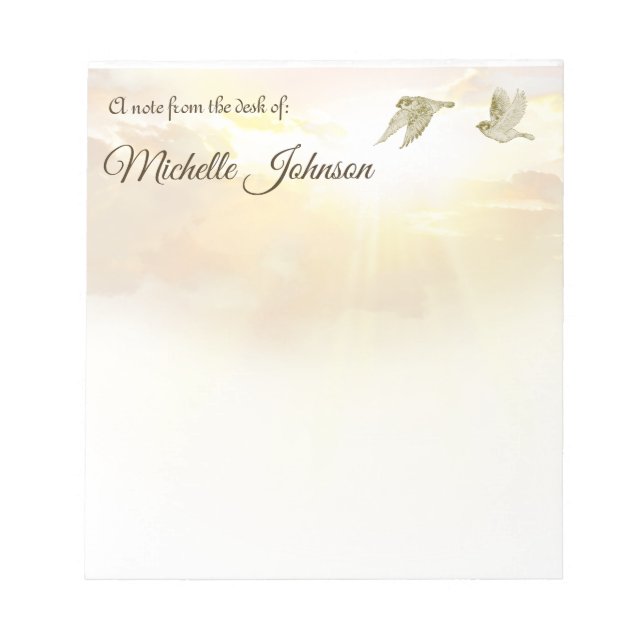 Hübsche Personalisierte Note Pad Sunset Birds Notizblock (Vorderseite)