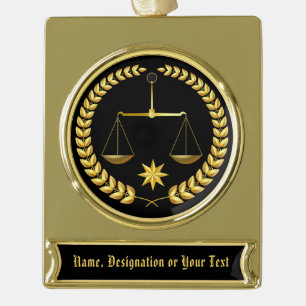 Hübsche personalisierte Rechtsanwalts-Verzierung Banner-Ornament Gold