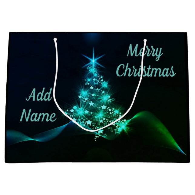 Hübsche personalisierte Weihnachtsgeschenktasche Große Geschenktüte (Vorderseite)