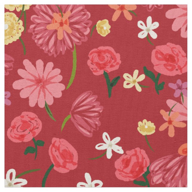 Hübsche Petite Blume Muster in Burgund Rot Stoff (Nahaufnahme)