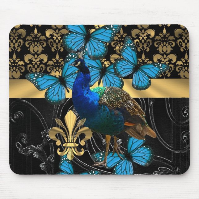 Hübsche Pfauenkonstruktion Mousepad (Vorne)