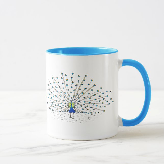 Hübsche Pfauenmalerei benutzerdefinierte Tasse (Rechts)