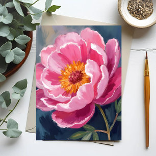 Hübsche Pfingstrose   Blumenmalerei Aquarell Postkarte