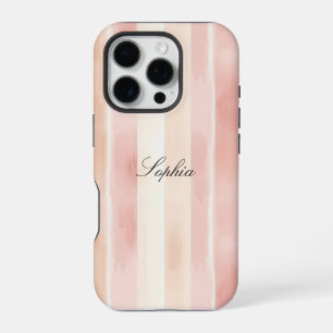 Hübsche Pfirsich-Pink-Creme-Streifen iPhone 16 Pro Hülle