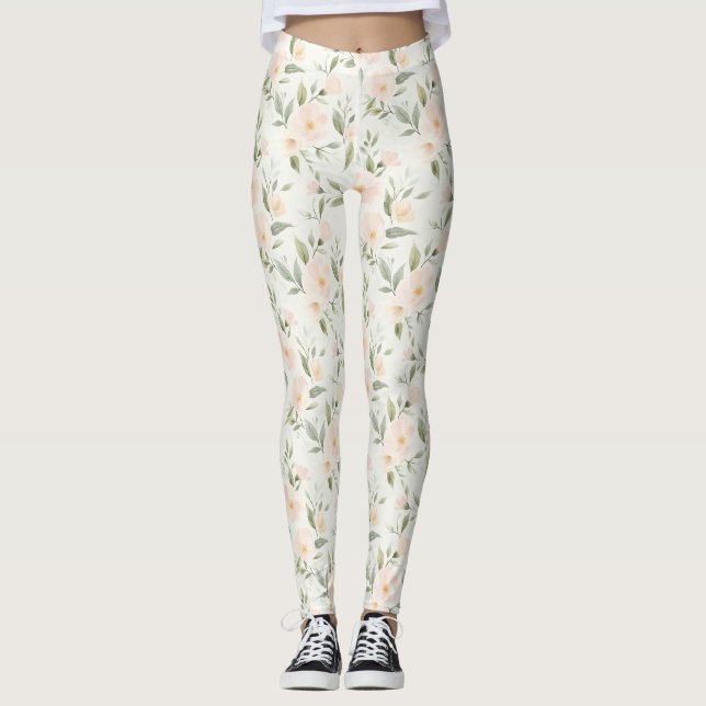 Hübsche Pfirsichblüten Leggings (Vorderseite)