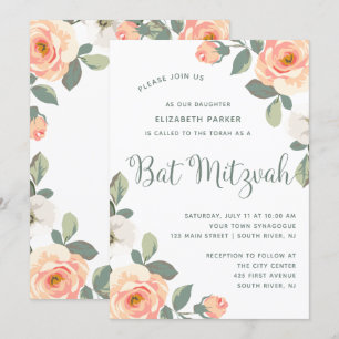 Hübsche Pfirsiche  Bat Mitzvah Einladung