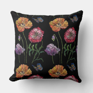 Hübsche Pflaumen Schwarze Aquarellfarben Blume Blu Kissen