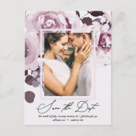 Hübsche PflaumenBouquet und Rahmen Save the Date Einladungspostkarte